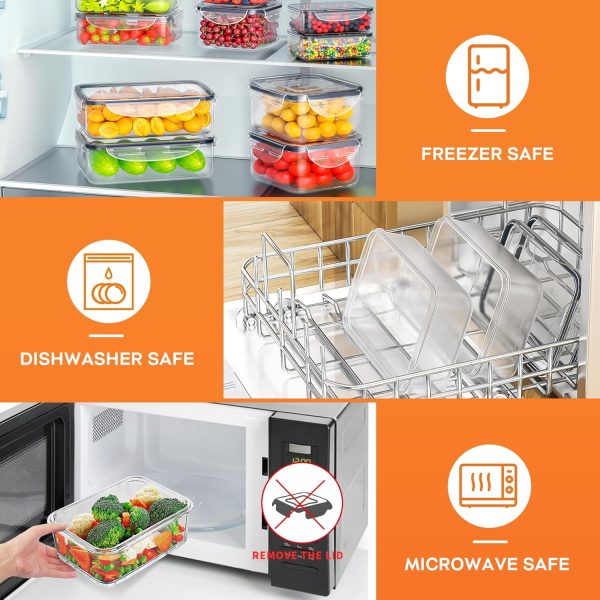 40 PCS Food Storage Containers with Lids Airtight (20 Containers & 20 Lids), Plastic Storage Meal Prep Container-Stackable 100% Leakproof & Microwave Organization and Storage Sets, Lunch Containers - Image 5