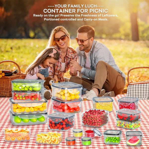 40 PCS Food Storage Containers with Lids Airtight (20 Containers & 20 Lids), Plastic Storage Meal Prep Container-Stackable 100% Leakproof & Microwave Organization and Storage Sets, Lunch Containers - Image 6