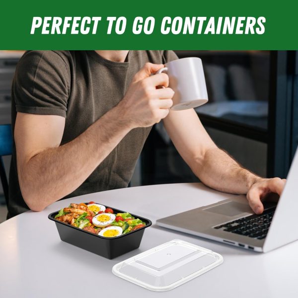 50 Pack (100-Piece) 24 oz Meal Prep Containers Reusable with Lids, Sturdy Leakproof & Food Safe, Microwave, Freezer, Dishwasher Safe Food Prep Containers, To Go Take Out Plastic Food Storage - Image 7