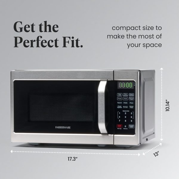 Farberware Countertop Microwave 700 Watts, 0.7 Cu. Ft. - Microwave Oven With LED Lighting and Child Lock - Perfect for Apartments and Dorms - Easy Clean Stainless Steel - Image 4