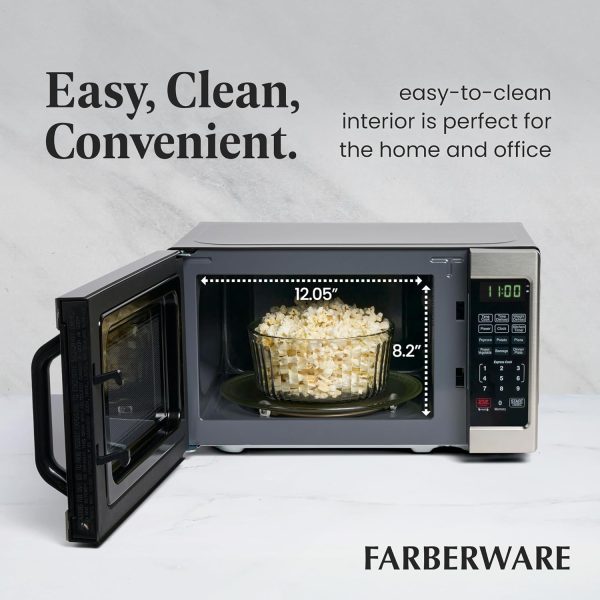 Farberware Countertop Microwave 700 Watts, 0.7 Cu. Ft. - Microwave Oven With LED Lighting and Child Lock - Perfect for Apartments and Dorms - Easy Clean Stainless Steel - Image 5