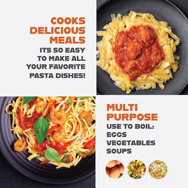 Gotham Steel 5 Quart Stock Pot Multipurpose Pasta Pot with Strainer Lid & Twist and Lock Handles, Nonstick Ceramic Surface Makes for Effortless Cleanup with Tempered Glass Lid, Dishwasher Safe - Image 5