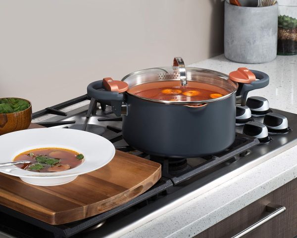 Gotham Steel 5 Quart Stock Pot Multipurpose Pasta Pot with Strainer Lid & Twist and Lock Handles, Nonstick Ceramic Surface Makes for Effortless Cleanup with Tempered Glass Lid, Dishwasher Safe - Image 8