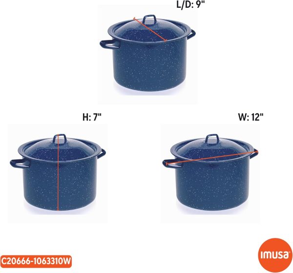 IMUSA 6.0qt Enamel Stock Pot, Blue - Image 8