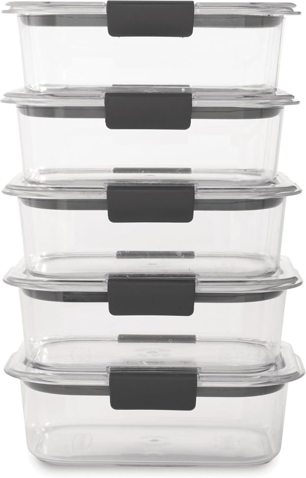 Rubbermaid Brilliance Food Storage Containers, BPA Free, Airtight Lids, Ideal for Lunch, Meal Prep & Leftovers, Set of 5 (3.2 Cup) - Image 2