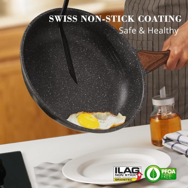 SENSARTE Nonstick Sauce Pan with Lid, 1.5QT Small Pot with Swiss Granite Coating, Stay-cool Handle, Multipurpose Handy Small Saucepan, Induction Capable, PFOA Free - Image 2