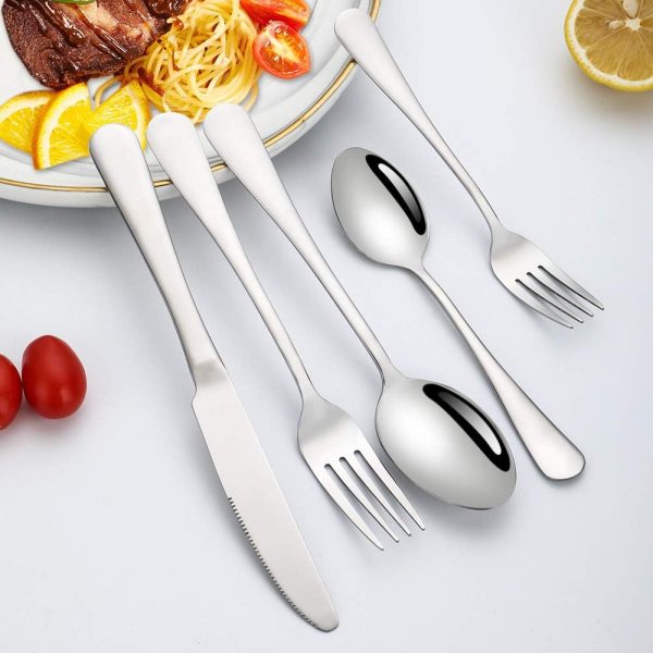 Silverware Set, Briout Flatware Set Service for 4 Stainless Steel Cutlery Set 20 Piece Include Upgraded Knife Spoon Fork Mirror Polished, Dishwasher Safe - Image 4