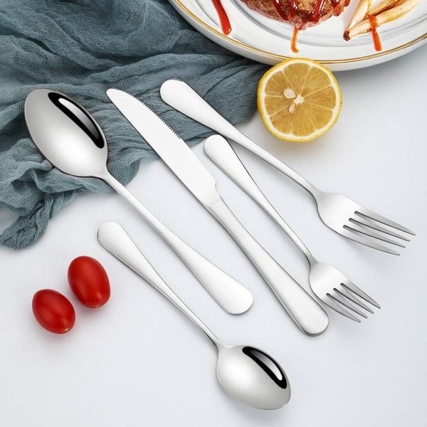 Silverware Set, Briout Flatware Set Service for 4 Stainless Steel Cutlery Set 20 Piece Include Upgraded Knife Spoon Fork Mirror Polished, Dishwasher Safe - Image 5