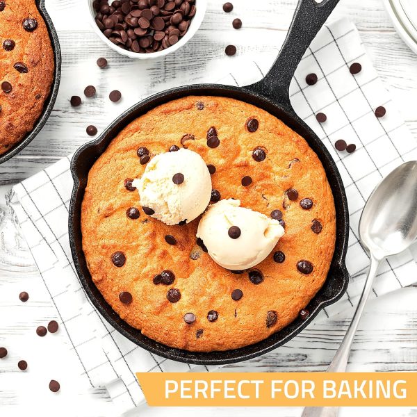 Utopia Kitchen Saute Fry Pan - Pre-Seasoned Cast Iron Skillet Set 3-Piece - Frying Pan - 6 Inch, 8 Inch and 10 Inch Cast Iron Set (Black) - Image 5
