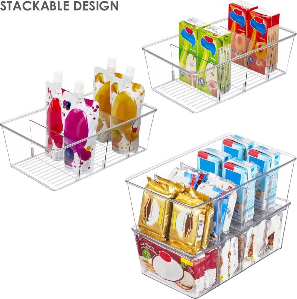 Vtopmart 8 Pack Food Storage Organizer Bins, Clear Plastic Bins for Pantry, Kitchen, Fridge, Cabinet Organization and Storage, 4 Compartment Holder for Packets, Snacks, Pouches, Spice Packets - Image 5